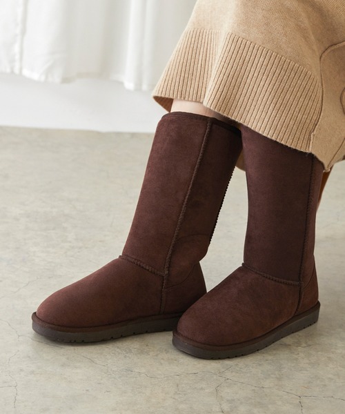 mooimooi（モーイモーイ）の「防寒 撥水 ふわふわ フェイク ファー 2way ロング ムートンブーツ（ブーツ・レディース・キャメル/チャコールグレー/ベージュ/ダークブラウン/ブラック・3L/L/LL/4L/M/S）」の22枚目の写真