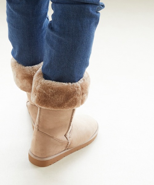 mooimooi（モーイモーイ）の「防寒 撥水 ふわふわ フェイク ファー 2way ロング ムートンブーツ（ブーツ・レディース・キャメル/チャコールグレー/ベージュ/ダークブラウン/ブラック・3L/L/LL/4L/M/S）」の11枚目の写真