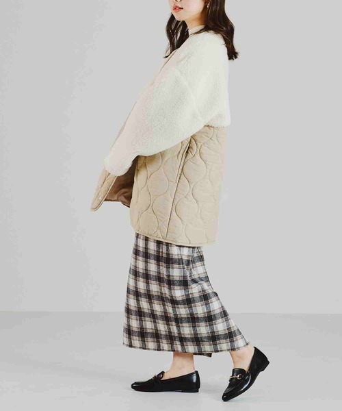 acro（アクロ）の「ボア切替キルティングコート/AC2309（ブルゾン・レディース・カーキ/ベージュ・ﾌﾘ-）」の20枚目の写真