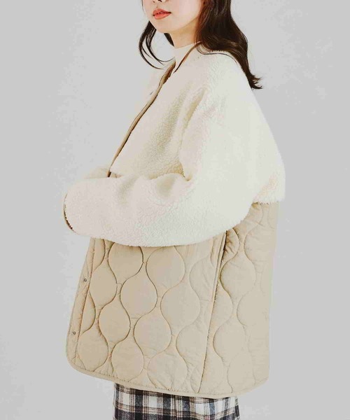 acro（アクロ）の「ボア切替キルティングコート/AC2309（ブルゾン・レディース・カーキ/ベージュ・ﾌﾘ-）」の17枚目の写真