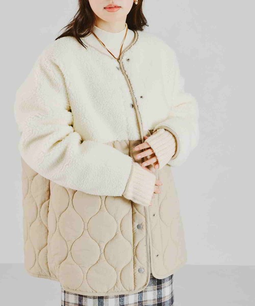 acro（アクロ）の「ボア切替キルティングコート/AC2309（ブルゾン・レディース・カーキ/ベージュ・ﾌﾘ-）」の11枚目の写真