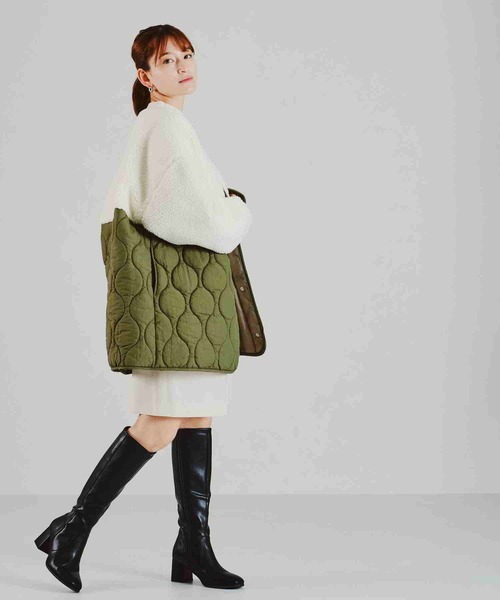 acro（アクロ）の「ボア切替キルティングコート/AC2309（ブルゾン・レディース・カーキ/ベージュ・ﾌﾘ-）」の7枚目の写真