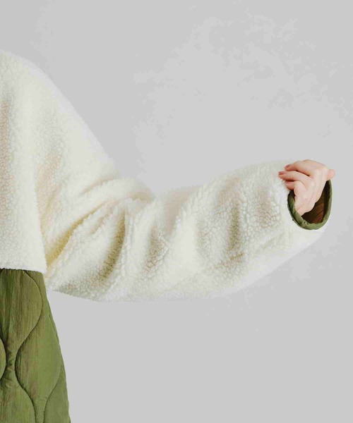 acro（アクロ）の「ボア切替キルティングコート/AC2309（ブルゾン・レディース・カーキ/ベージュ・ﾌﾘ-）」の13枚目の写真