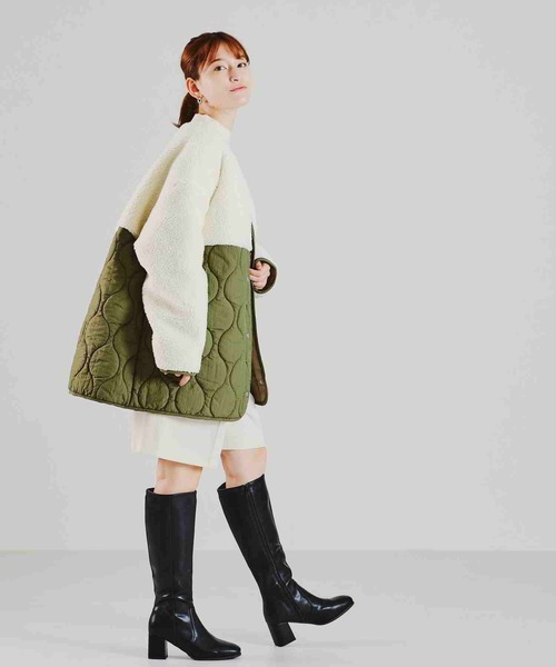 acro（アクロ）の「ボア切替キルティングコート/AC2309（ブルゾン・レディース・カーキ/ベージュ・ﾌﾘ-）」の8枚目の写真