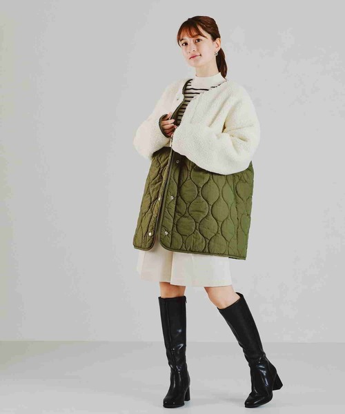 acro（アクロ）の「ボア切替キルティングコート/AC2309（ブルゾン・レディース・カーキ/ベージュ・ﾌﾘ-）」の19枚目の写真