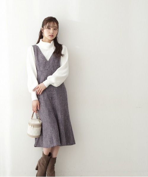 PROPORTION BODY DRESSING（プロポーションボディドレッシング）の「ニュアンスツイードジャンスカ / 1213140110（ワンピース・レディース・ブルー系その他/ブラック系その他・MEDIUM/X-SMALL/SMALL）」の4枚目の写真