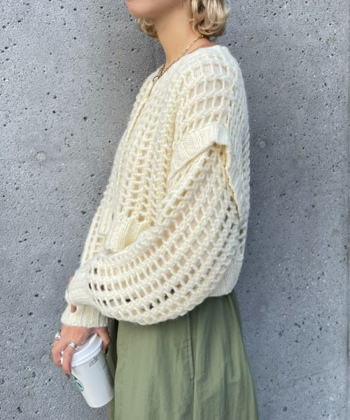 TĒLOPLAN モヘア混紡 ジッパーカーディガン