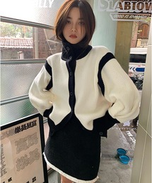 スタンドカラーニットカーディガン