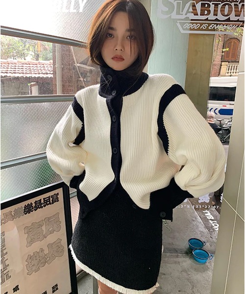 Auntie Rosa(アンティローザ)の「スタンドカラーニットカーディガン(カーディガン/ボレロ・レディース・ホワイト・FREE)」の4枚目の写真