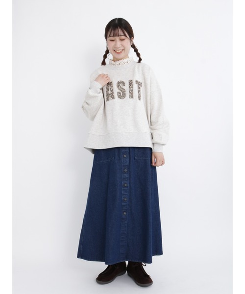 Samansa Mos2(サマンサ モスモス)の「花柄アップリケロゴスウェット(スウェット・レディース・キナリ/ブラック/グレー・フリ-)」の14枚目の写真