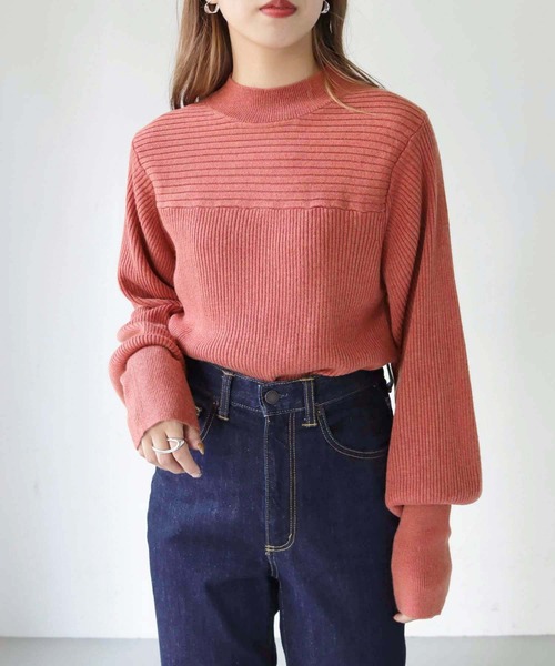 HER CLOSET(ハークローゼット)の「【shemoshelly】ヨークデザインニット(ニット/セーター・レディース・グリーン/ベージュ/ブラック/オレンジ/ブルー/オフホワイト・M)」の6枚目の写真