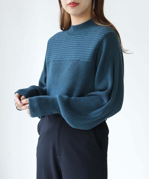 HER CLOSET(ハークローゼット)の「【shemoshelly】ヨークデザインニット(ニット/セーター・レディース・グリーン/ベージュ/ブラック/オレンジ/ブルー/オフホワイト・M)」の5枚目の写真