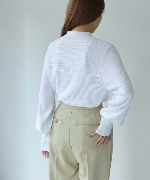 HER CLOSET(ハークローゼット)の「【shemoshelly】ヨークデザインニット(ニット/セーター・レディース・グリーン/ベージュ/ブラック/オレンジ/ブルー/オフホワイト・M)」の16枚目の写真