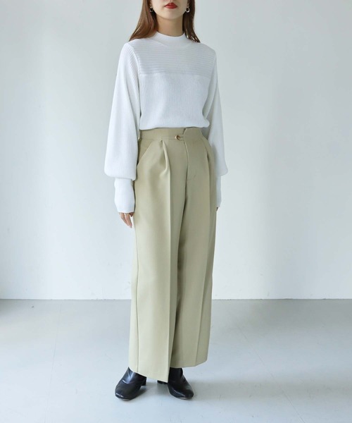 HER CLOSET(ハークローゼット)の「【shemoshelly】ヨークデザインニット(ニット/セーター・レディース・グリーン/ベージュ/ブラック/オレンジ/ブルー/オフホワイト・M)」の17枚目の写真