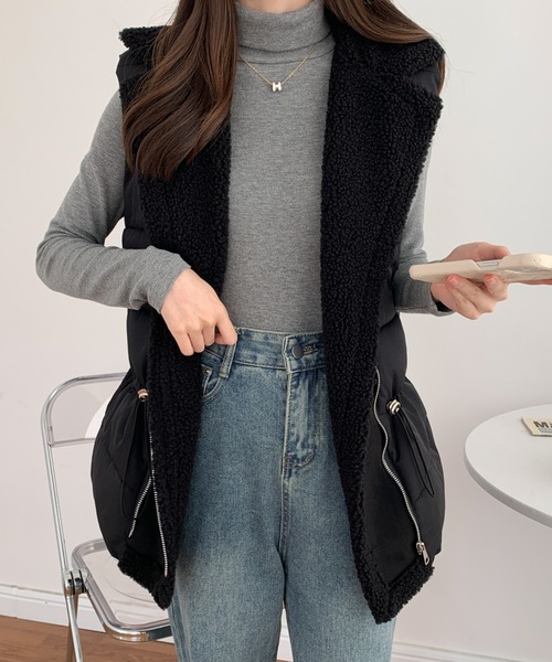 ABITOKYO(アビトーキョー)の「ボアドッキング中綿ベストジレ(ベスト・レディース・アイボリー/ブラック/ベージュ・FREE)」の17枚目の写真
