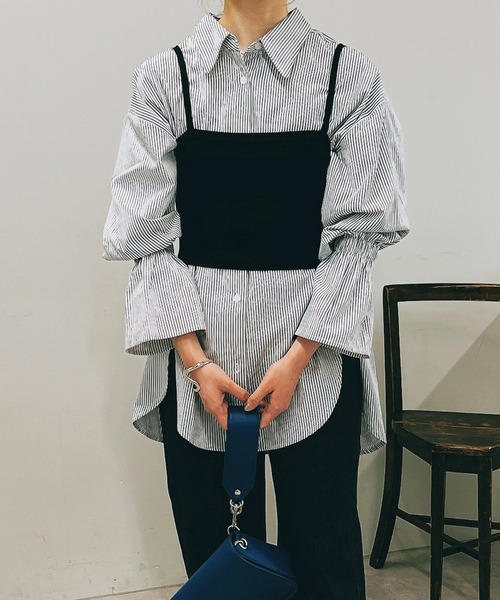 un dix cors（アンディコール）の「こなれ感を演出する　キャミニットビスチェ（ニット/セーター・レディース・ブラック/ベージュ・FREE）」の3枚目の写真