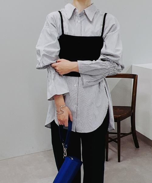 un dix cors（アンディコール）の「こなれ感を演出する　キャミニットビスチェ（ニット/セーター・レディース・ブラック/ベージュ・FREE）」の7枚目の写真