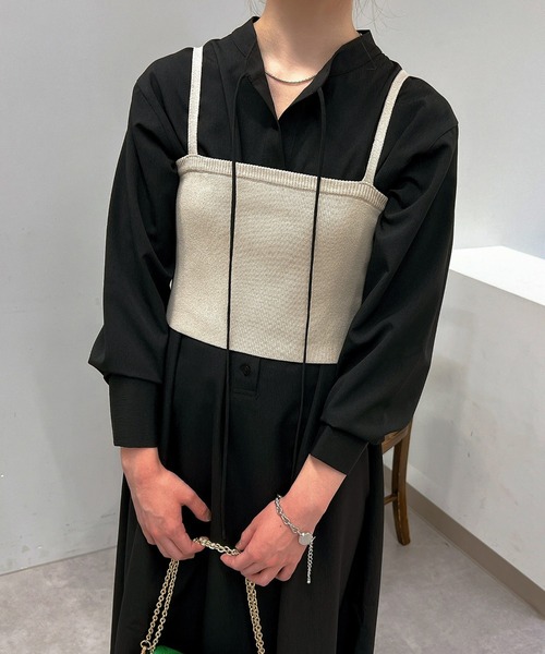 un dix cors（アンディコール）の「こなれ感を演出する　キャミニットビスチェ（ニット/セーター・レディース・ブラック/ベージュ・FREE）」の5枚目の写真