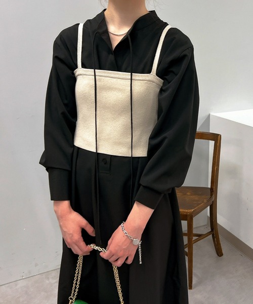 un dix cors（アンディコール）の「こなれ感を演出する　キャミニットビスチェ（ニット/セーター・レディース・ブラック/ベージュ・FREE）」の14枚目の写真