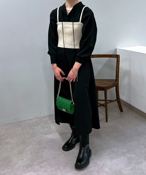 un dix cors（アンディコール）の「こなれ感を演出する　キャミニットビスチェ（ニット/セーター・レディース・ブラック/ベージュ・FREE）」の17枚目の写真