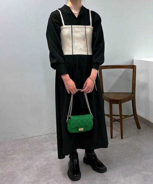 un dix cors（アンディコール）の「こなれ感を演出する　キャミニットビスチェ（ニット/セーター・レディース・ブラック/ベージュ・FREE）」の6枚目の写真