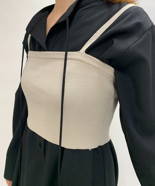 un dix cors（アンディコール）の「こなれ感を演出する　キャミニットビスチェ（ニット/セーター・レディース・ブラック/ベージュ・FREE）」の20枚目の写真