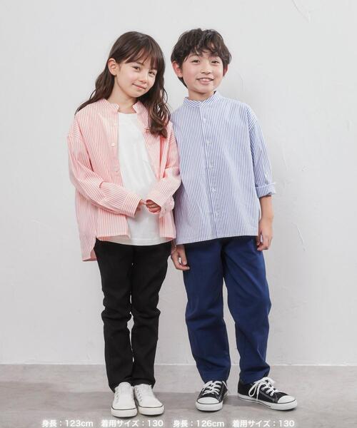 coen（コーエン）の「ストライプバンドカラーシャツ（シャツ/ブラウス・キッズ・ネイビー/オレンジ・150/130/120/110/140/100）」の3枚目の写真