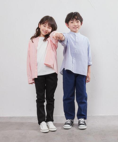 coen（コーエン）の「ストライプバンドカラーシャツ（シャツ/ブラウス・キッズ・ネイビー/オレンジ・150/130/120/110/140/100）」の5枚目の写真