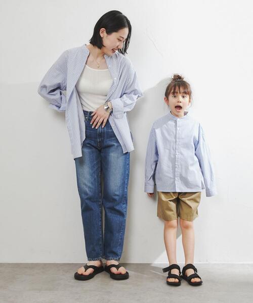 coen（コーエン）の「ストライプバンドカラーシャツ（シャツ/ブラウス・キッズ・ネイビー/オレンジ・150/130/120/110/140/100）」の6枚目の写真