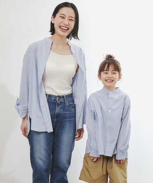 coen（コーエン）の「ストライプバンドカラーシャツ（シャツ/ブラウス・キッズ・ネイビー/オレンジ・150/130/120/110/140/100）」の7枚目の写真