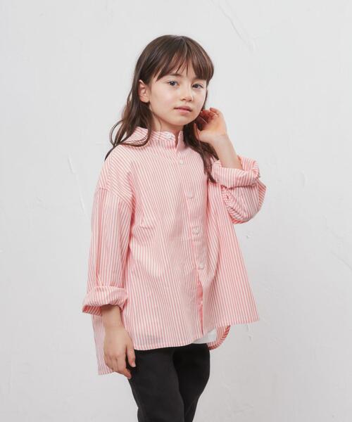 coen（コーエン）の「ストライプバンドカラーシャツ（シャツ/ブラウス・キッズ・ネイビー/オレンジ・150/130/120/110/140/100）」の14枚目の写真