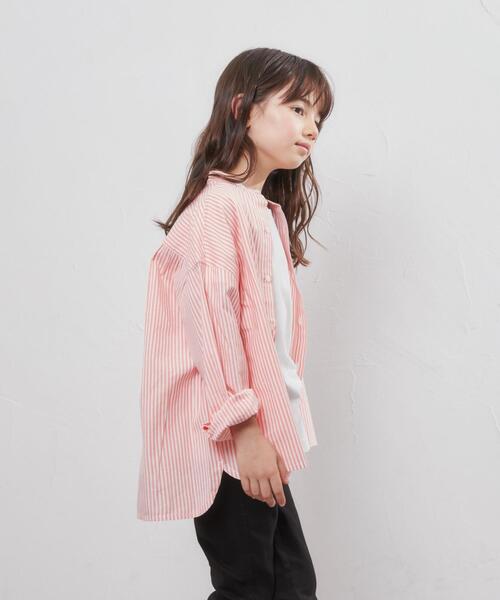 coen（コーエン）の「ストライプバンドカラーシャツ（シャツ/ブラウス・キッズ・ネイビー/オレンジ・150/130/120/110/140/100）」の15枚目の写真