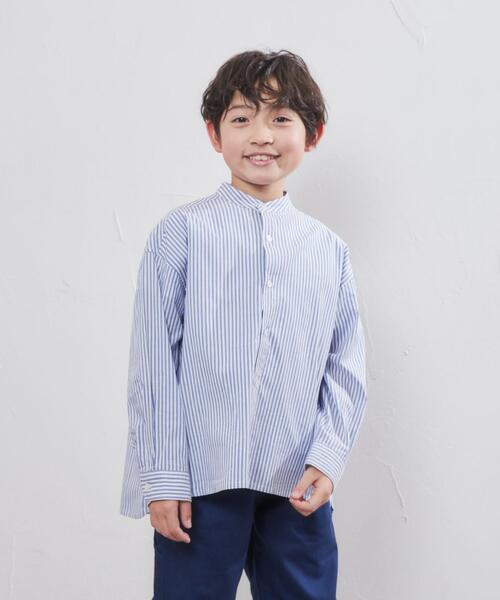 coen（コーエン）の「ストライプバンドカラーシャツ（シャツ/ブラウス・キッズ・ネイビー/オレンジ・150/130/120/110/140/100）」の19枚目の写真