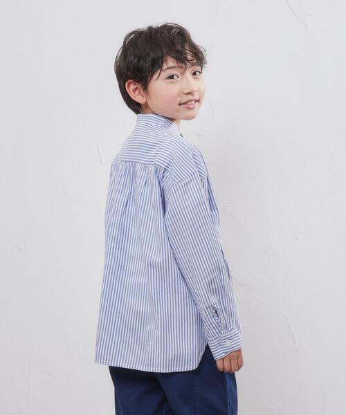 coen（コーエン）の「ストライプバンドカラーシャツ（シャツ/ブラウス・キッズ・ネイビー/オレンジ・150/130/120/110/140/100）」の20枚目の写真