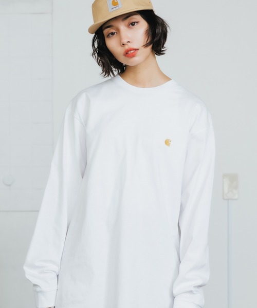 Carhartt WIP(カーハートダブリューアイピー)の「Carhartt WIP/カーハートダブリューアイピー L/S CHASE T-SHIRT ロンT カットソー(Tシャツ/カットソー・メンズ・ホワイト/ダークグリーン・L/M/XL/S)」の14枚目の写真
