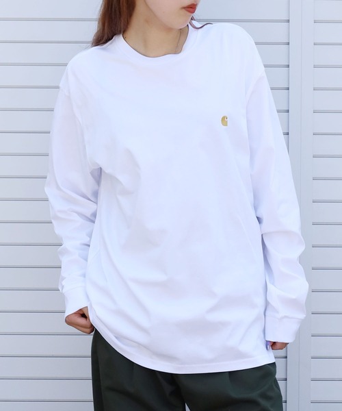 Carhartt WIP(カーハートダブリューアイピー)の「Carhartt WIP/カーハートダブリューアイピー L/S CHASE T-SHIRT ロンT カットソー(Tシャツ/カットソー・メンズ・ホワイト/ダークグリーン・L/M/XL/S)」の18枚目の写真