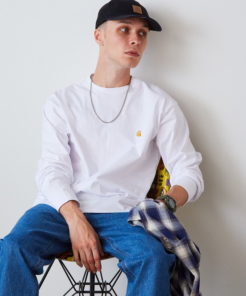 Carhartt WIP(カーハートダブリューアイピー)の「Carhartt WIP/カーハートダブリューアイピー L/S CHASE T-SHIRT ロンT カットソー(Tシャツ/カットソー・メンズ・ホワイト/ダークグリーン・L/M/XL/S)」の16枚目の写真