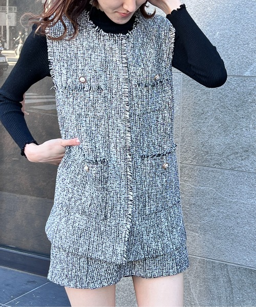 one way（ワンウェイ）の「ツイードベスト（ベスト・レディース・ブラック/ライトブルー/ホワイト・FREE）」の12枚目の写真