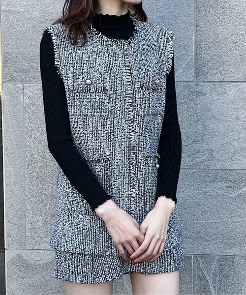 one way（ワンウェイ）の「ツイードベスト（ベスト・レディース・ブラック/ライトブルー/ホワイト・FREE）」の4枚目の写真