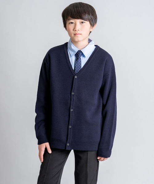 GLAZOS(グラソス)の「ニット・Vネックカーディガン(ニット/セーター・キッズ・ネイビー/グレー・140cm/150cm/160cm/170cm)」の2枚目の写真