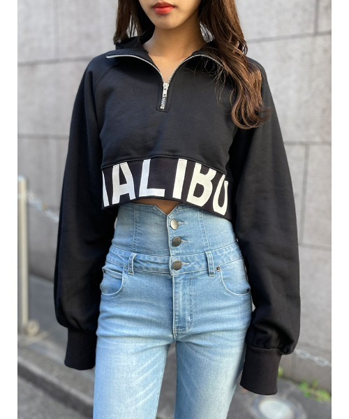 ENVYM(アンビー)の「ヘムロゴハーフジップPO(Tシャツ/カットソー・レディース・ブルー/ブラック/ホワイト・FREE)」の3枚目の写真