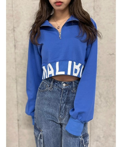 ENVYM(アンビー)の「ヘムロゴハーフジップPO(Tシャツ/カットソー・レディース・ブルー/ブラック/ホワイト・FREE)」の13枚目の写真