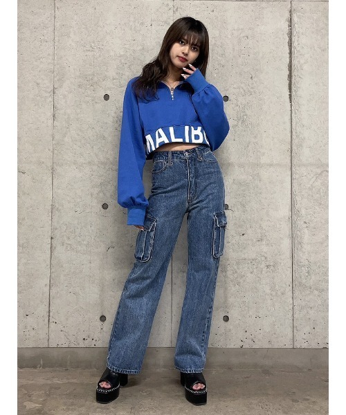 ENVYM(アンビー)の「ヘムロゴハーフジップPO(Tシャツ/カットソー・レディース・ブルー/ブラック/ホワイト・FREE)」の10枚目の写真