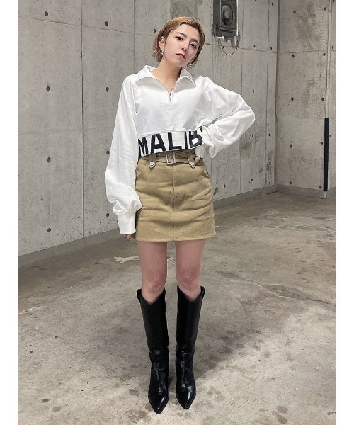 ENVYM(アンビー)の「ヘムロゴハーフジップPO(Tシャツ/カットソー・レディース・ブルー/ブラック/ホワイト・FREE)」の8枚目の写真
