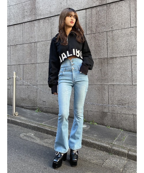 ENVYM(アンビー)の「ヘムロゴハーフジップPO(Tシャツ/カットソー・レディース・ブルー/ブラック/ホワイト・FREE)」の6枚目の写真
