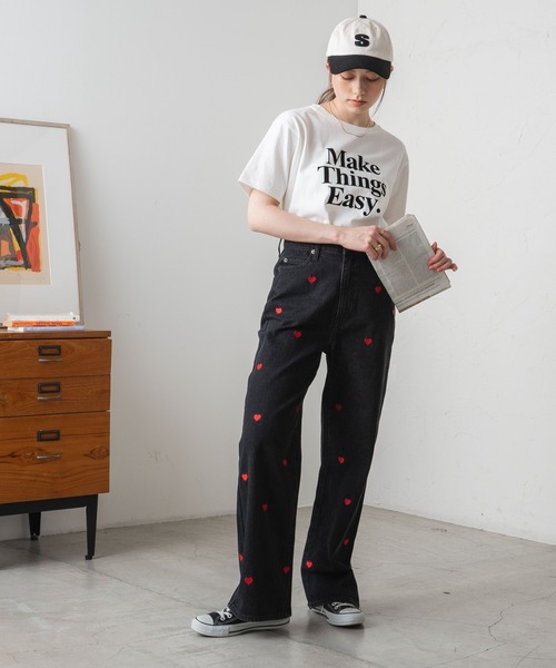 WEGO（ウィゴー）の「WEGO/パターン刺繍デニムパンツ（デニムパンツ・レディース・ブラック/ブラック系その他/インディゴブルー/ライトインディゴブルー・SMALL/MEDIUM）」の6枚目の写真