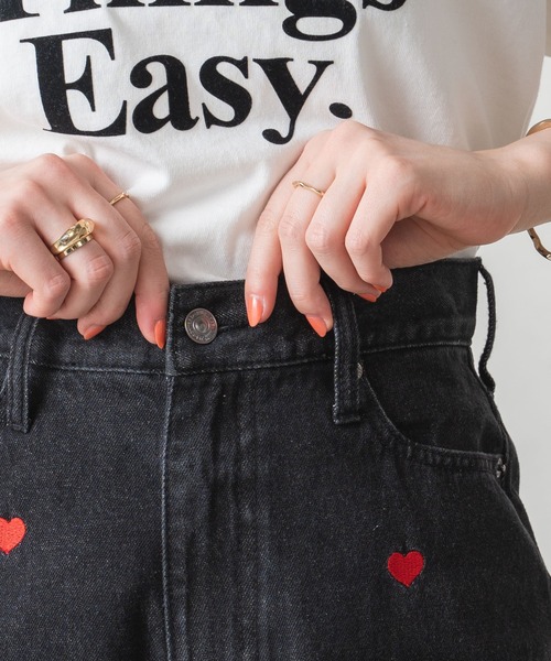 WEGO（ウィゴー）の「WEGO/パターン刺繍デニムパンツ（デニムパンツ・レディース・ブラック/ブラック系その他/インディゴブルー/ライトインディゴブルー・SMALL/MEDIUM）」の9枚目の写真