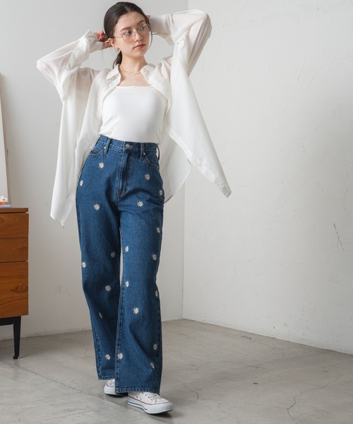 WEGO（ウィゴー）の「WEGO/パターン刺繍デニムパンツ（デニムパンツ・レディース・ブラック/ブラック系その他/インディゴブルー/ライトインディゴブルー・SMALL/MEDIUM）」の21枚目の写真