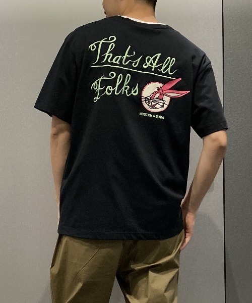 SCOTCH&SODA(スコッチアンドソーダ)の「LOONEY TUNES x SCOTCH & SODA ユニセックスTシャツ【172387】(Tシャツ/カットソー・メンズ・ホワイト/ネイビー・SMALL/MEDIUM/LARGE/X-SMALL)」の1枚目の写真
