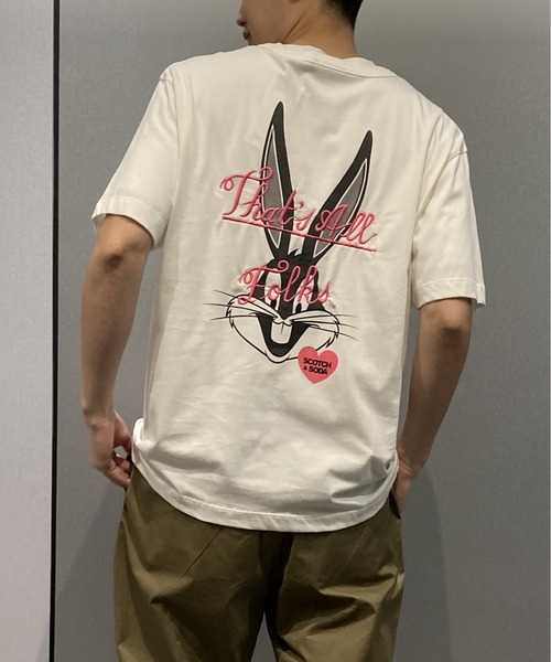 SCOTCH&SODA(スコッチアンドソーダ)の「LOONEY TUNES x SCOTCH & SODA ユニセックスTシャツ【172387】(Tシャツ/カットソー・メンズ・ホワイト/ネイビー・SMALL/MEDIUM/LARGE/X-SMALL)」の2枚目の写真